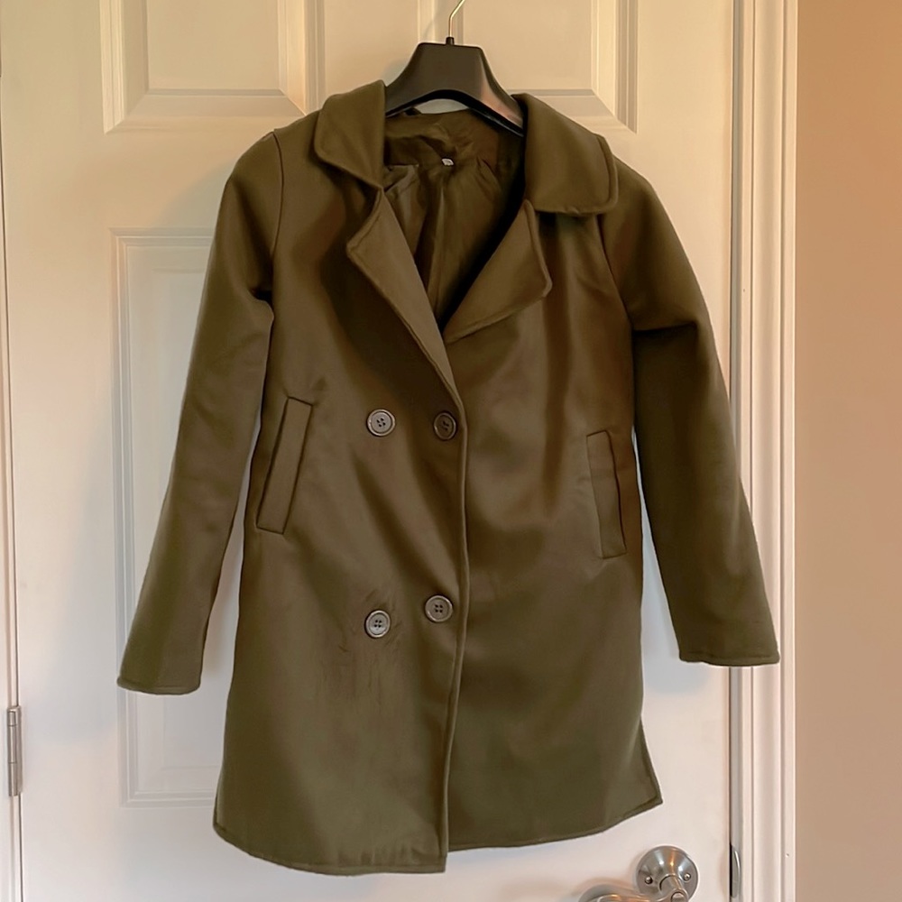 Army green pea coat